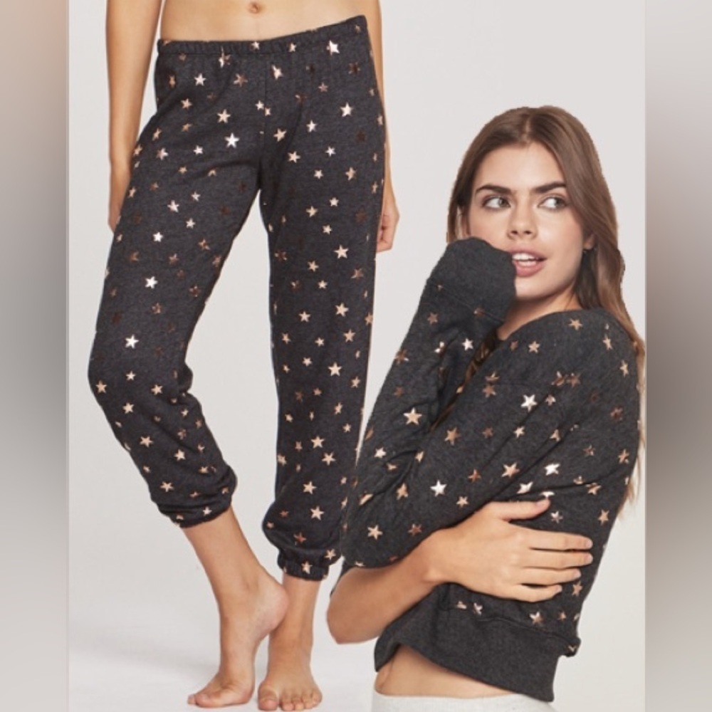 Spiritual Gangster Medium Grey Gold Star Top and Joggers
